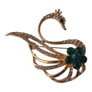 Swan Brooch with Rhinestone